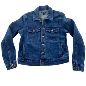 J.Crew Mercantile Womens Denim Jacket Small Blue Dark Denim Button Front Western